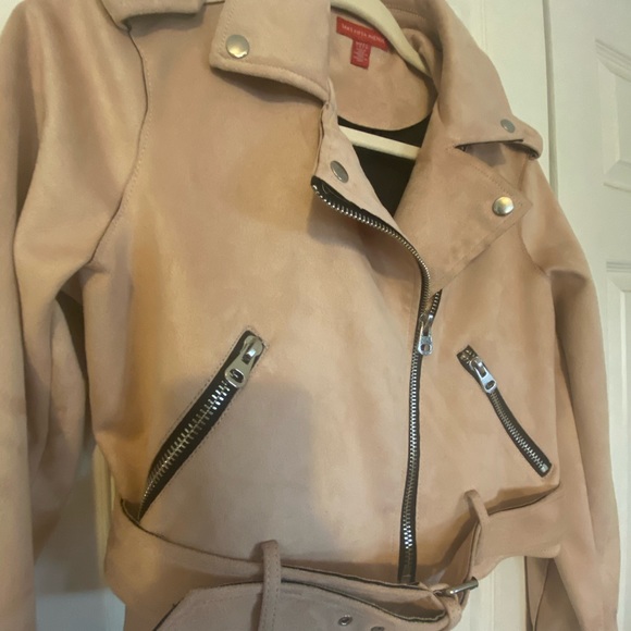 Biker Moto Cropped Jacket Faux Suede Saks Fifth Avenue - Picture 4 of 14